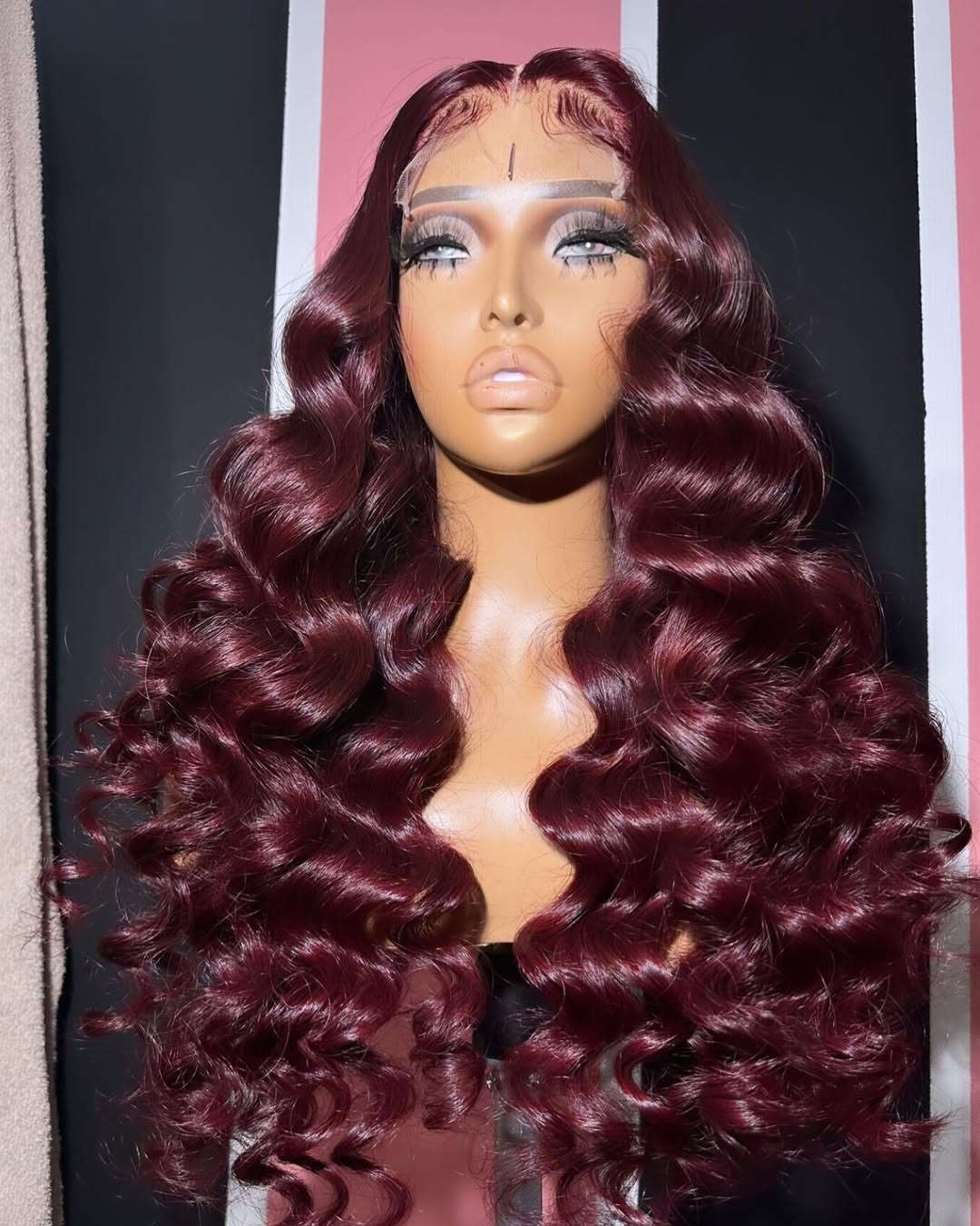 Perruque lace closure Wand Curls Rouge
