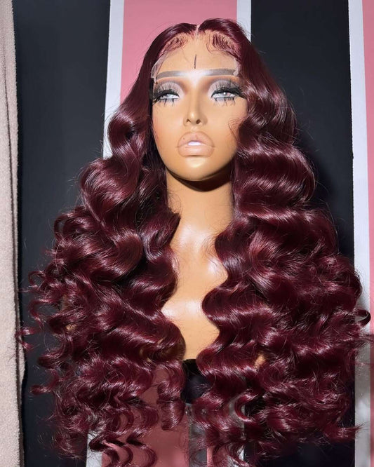 Perruque lace closure Wand Curls Rouge